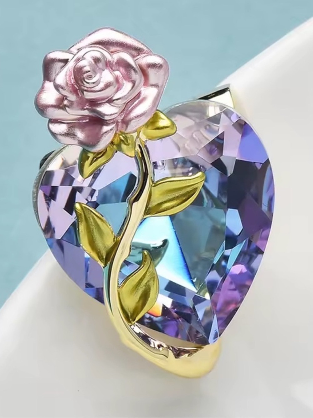 Rose Heart Pink Crystal Diamond
Brooch